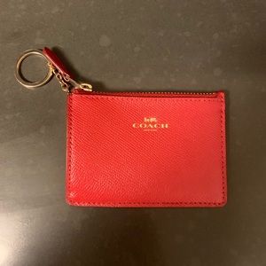 Red Coach Mini Skinny ID Case